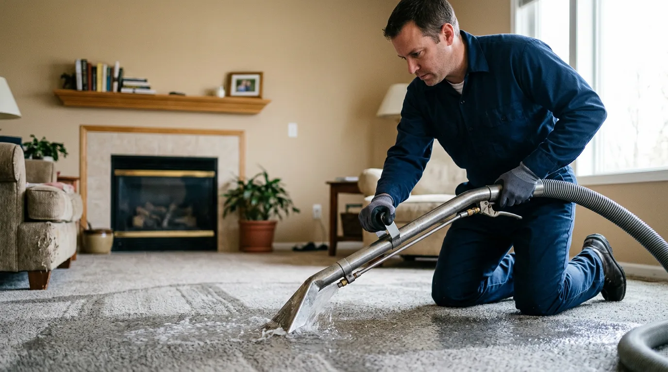 Water damage restoration technician working near Houston, TX